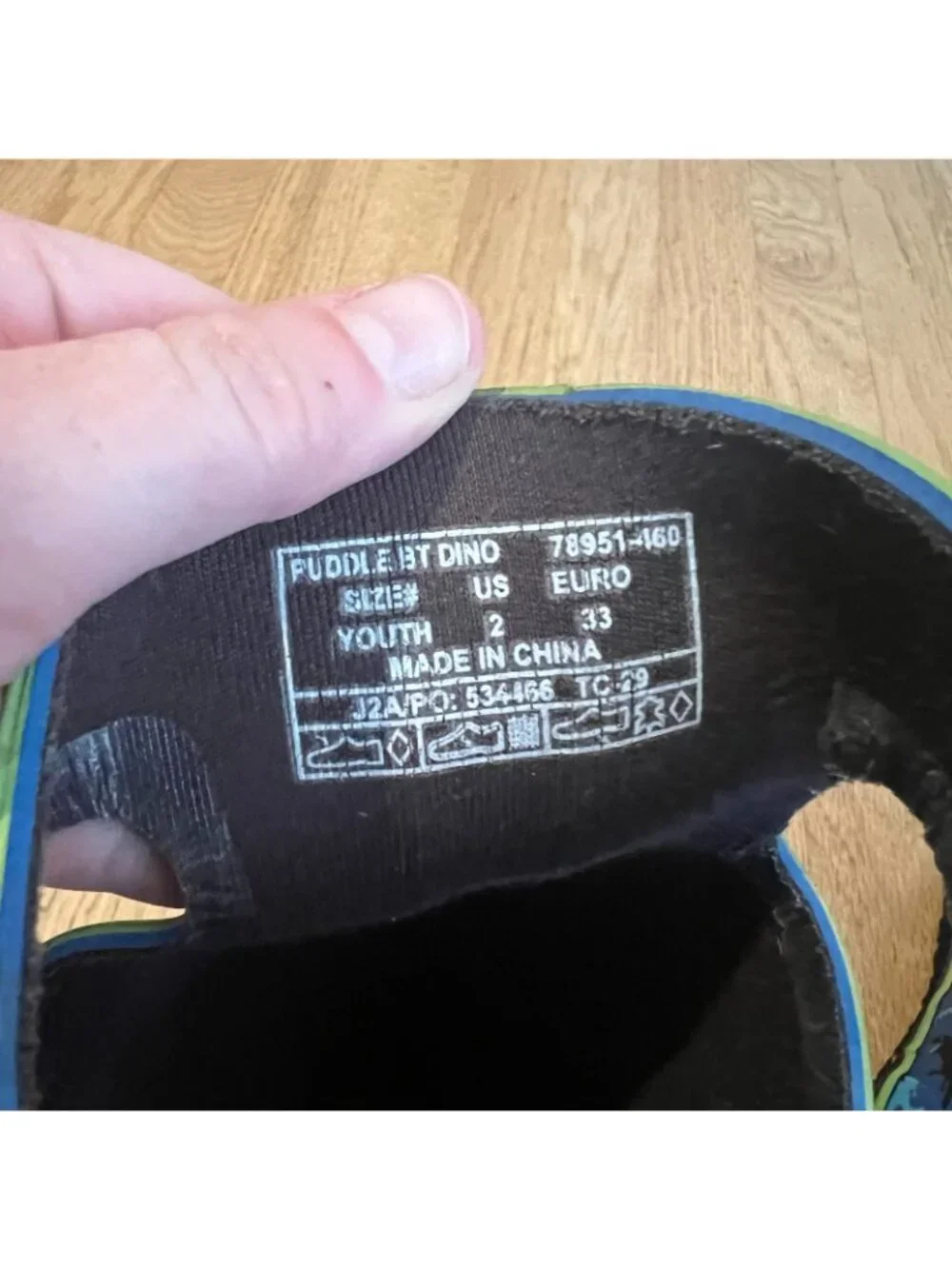 Bogs Kids Puddle Blue Dinosaur Rubber Rain Boots Youth Size 2